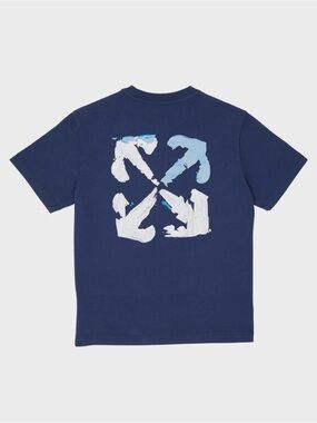 Off-White Kids Navy T-Shirt with Light Blue Logo Graphic